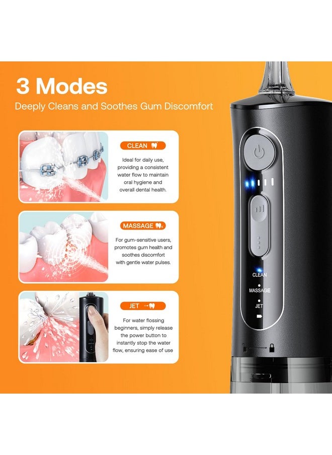 Bitvae Water Dental Flosser for Teeth, Cordless Water Teeth Cleaner Picks, 3 Modes 5 Intensities, IPX7 Waterproof, Rechargeable Water Dental Picks for Cleaning - Black