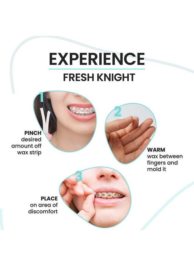 Braces Wax,10 Pack. Dental Wax for Braces & Aligners, Unscented & Flavorless - 50 Premium Orthodontic Strips. White Cases. Includes storage case. Food Grade ortho brace wax. Fresh Knight. (White)