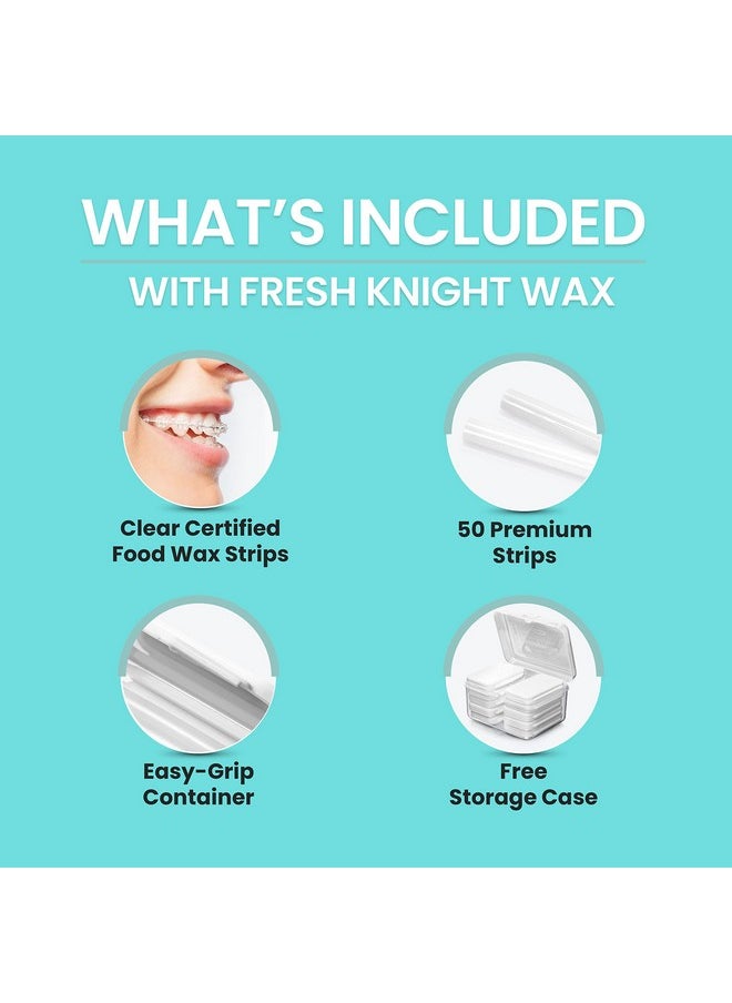 Braces Wax,10 Pack. Dental Wax for Braces & Aligners, Unscented & Flavorless - 50 Premium Orthodontic Strips. White Cases. Includes storage case. Food Grade ortho brace wax. Fresh Knight. (White)