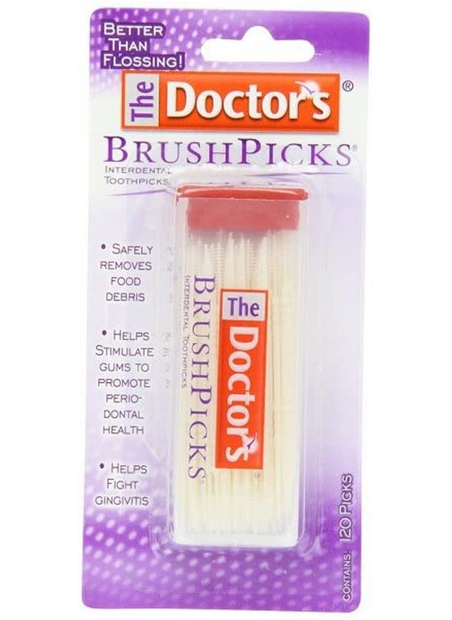 The Doctor's BrushPicks Interdental Toothpicks | 120-Picks per pack | (6-Pack)