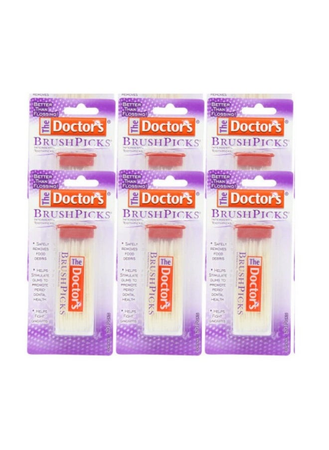 The Doctor's BrushPicks Interdental Toothpicks | 120-Picks per pack | (6-Pack)