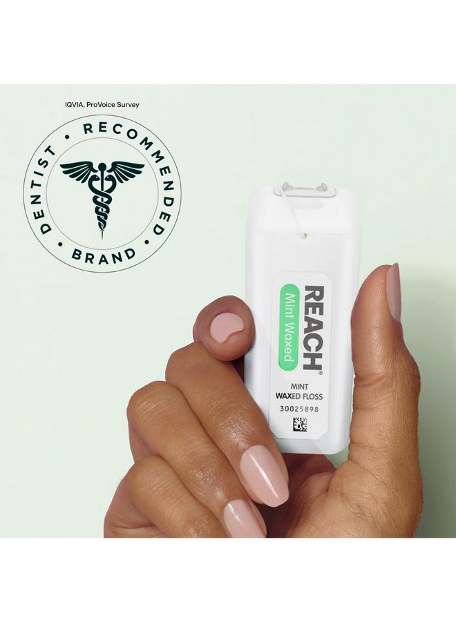 REACH Waxed Dental Floss, Mint, Plaque Remover for Teeth, Shred Resistant, Floss Slides Smoothly, Easy to Use, Waxed, Deep Cleaning Teeth, Oral Care, PFAS Free, for Adults & Kids, 1 Pack, 200 yd