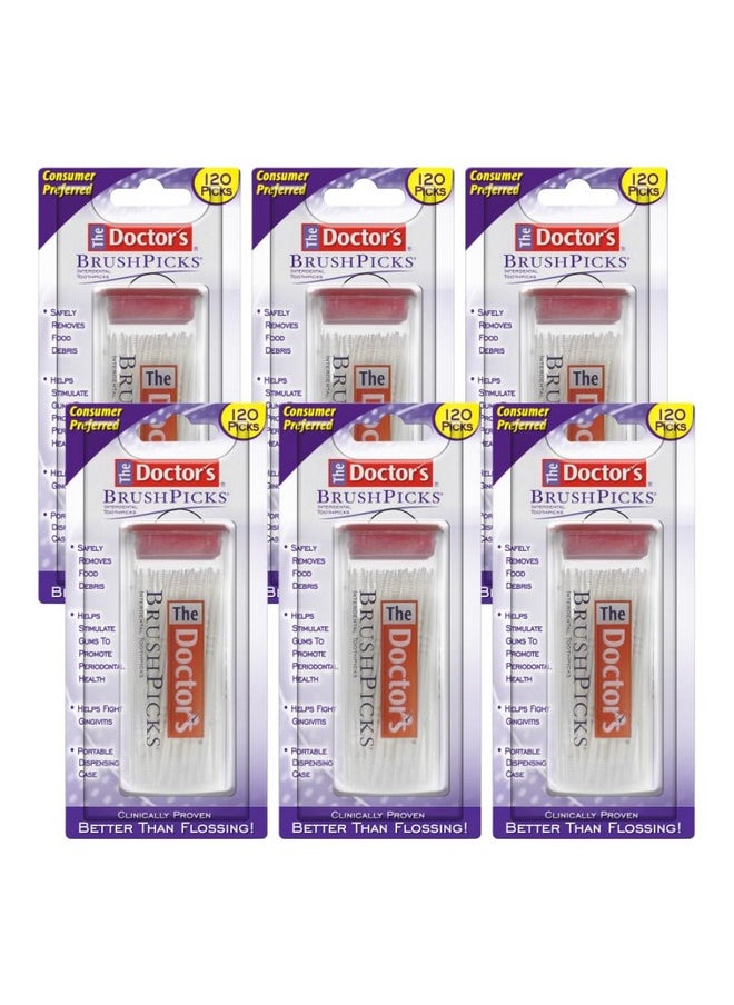 The Doctor's BrushPicks Interdental Toothpicks | 120-Picks per Pack | (6-Pack)