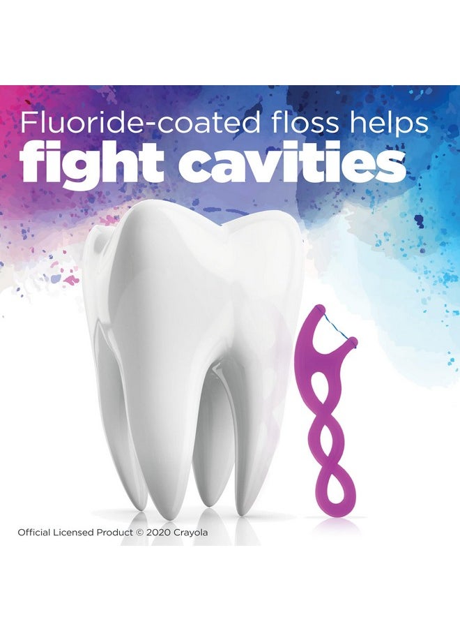 GUM Crayola Twistables Kids Flossers with Fluoride - Designed for Little Hands - Three Fun Fruit Flavors - Easy to Use Kids Floss Picks for Children Ages 3+, 75 ct