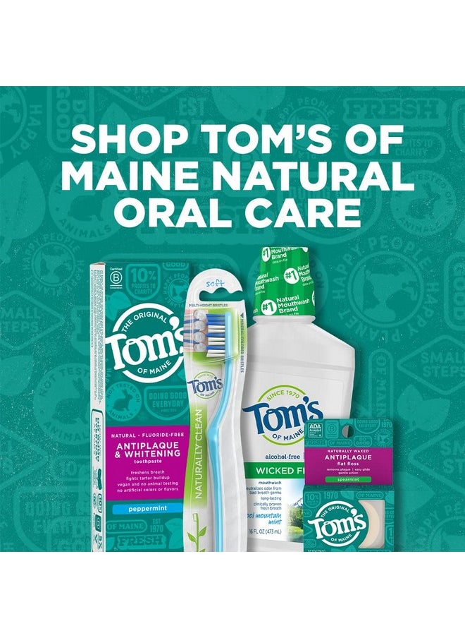 Tom's of Maine Naturally Waxed Antiplaque Flat Dental Floss, Spearmint, 32 Yards 6-Pack (Packaging May Vary)