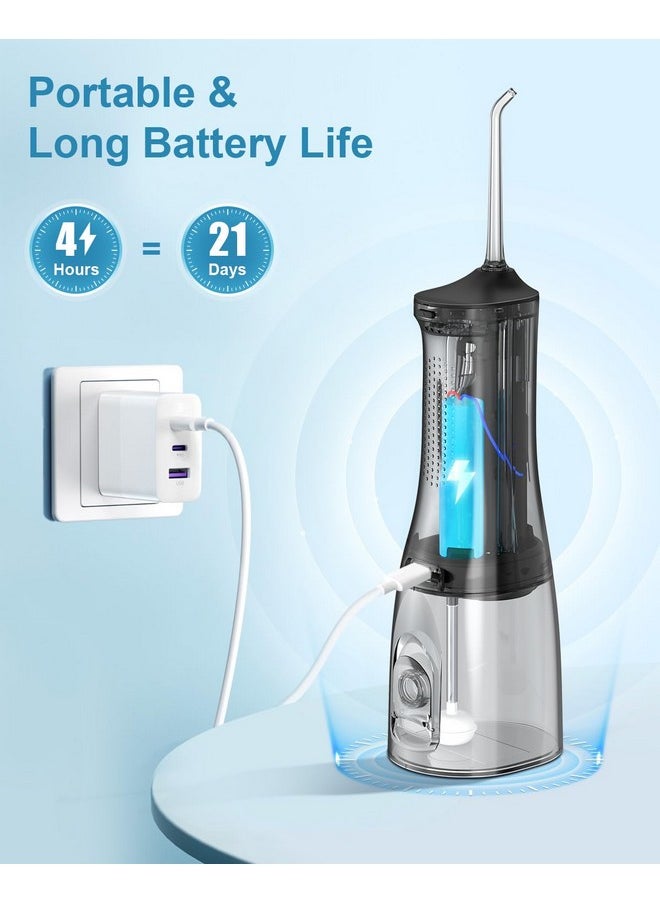 Operan Water Flossers for Teeth Cleaning Upgraded 300ml Cordless Water Dental Flossers Portable Rechargeable Oral Irrigator with 4 Modes 4 Jet Tips IPX7 Waterproof Water Floss for Home Travel (Black)