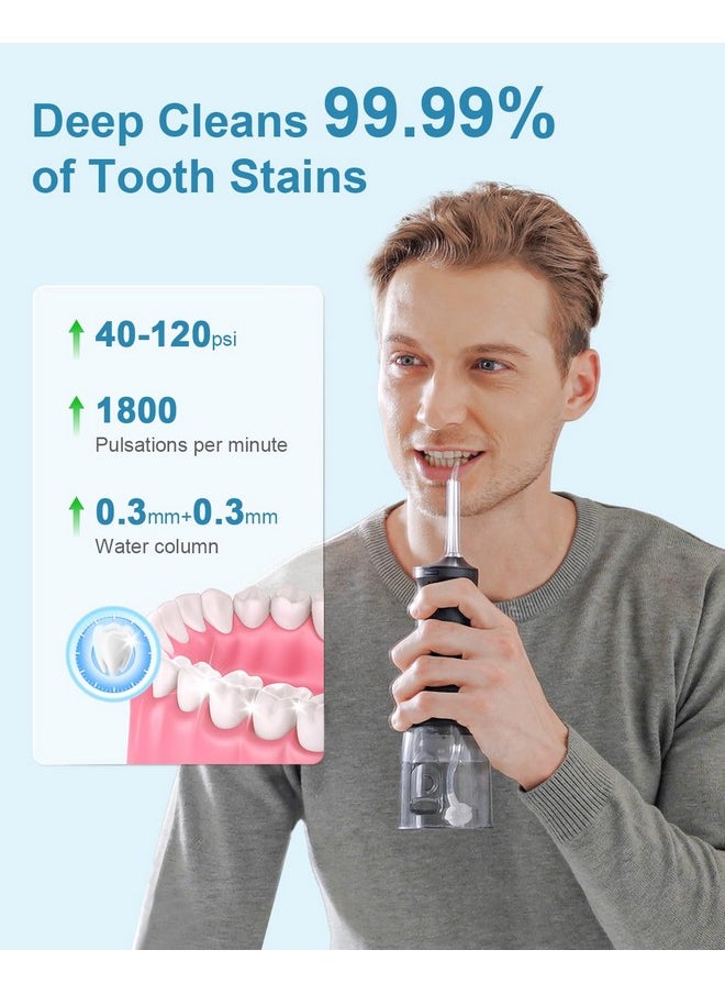 Operan Water Flossers for Teeth Cleaning Upgraded 300ml Cordless Water Dental Flossers Portable Rechargeable Oral Irrigator with 4 Modes 4 Jet Tips IPX7 Waterproof Water Floss for Home Travel (Black)