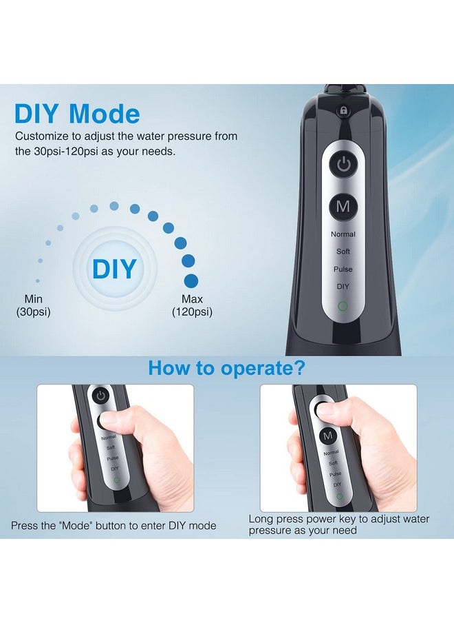 Cordless Water Dental Flosser Teeth Cleaner, INSMART Professional 300ML Tank DIY Mode USB Rechargeable Dental Oral Irrigator for Home and Travel, IPX7 Waterproof 4 Modes Irrigate for Oral Care Blue