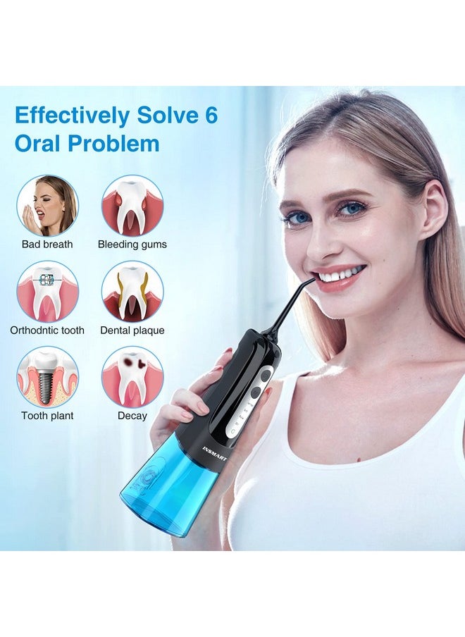 Cordless Water Dental Flosser Teeth Cleaner, INSMART Professional 300ML Tank DIY Mode USB Rechargeable Dental Oral Irrigator for Home and Travel, IPX7 Waterproof 4 Modes Irrigate for Oral Care Blue