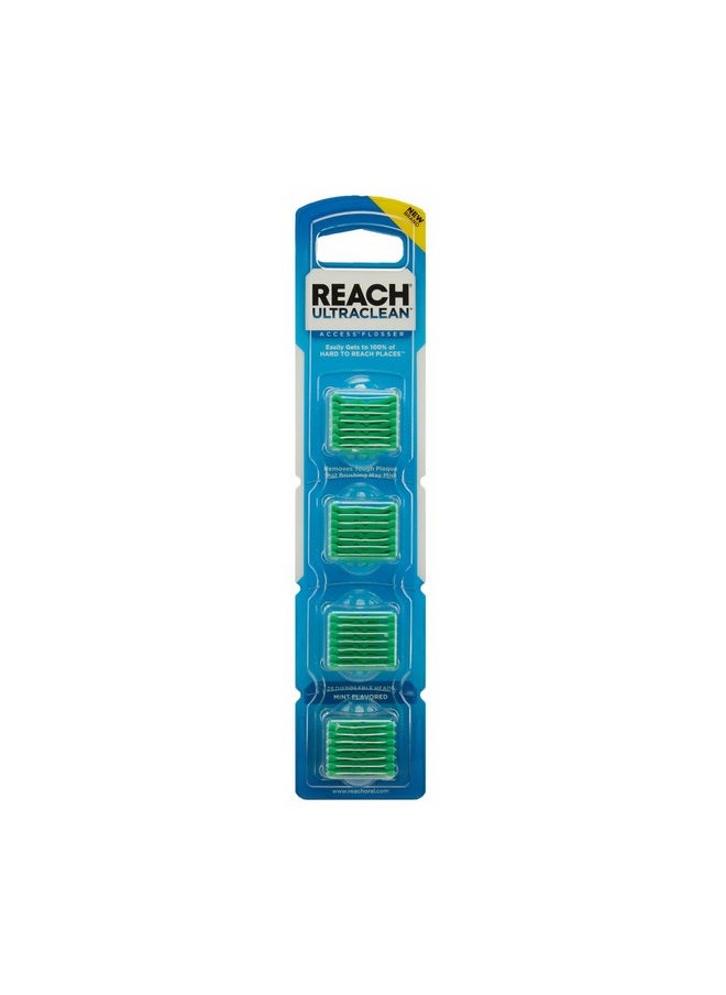 REACH Ultraclean Access Flosser Refill Heads, Mint, Plaque Remover for Teeth, Shred Resistant, for Hard to Reach Areas, Oral Care, PFAS Free, for Adults & Kids, 1 Pack, 28 Count
