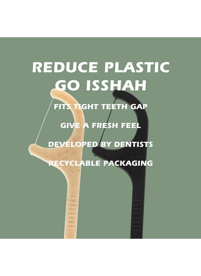 Natural Dental Floss Picks - 200 Count - PETA Approved, BPA Free, Vegan, Sustainable, Eco Friendly, Natural Dental Flossers by Isshah (Mint)
