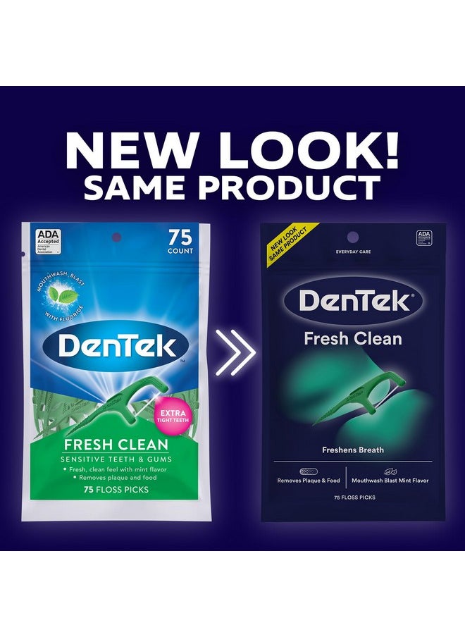 DenTek Fresh Clean Floss Picks, For Extra Tight Teeth, 75 Count, 3 Pack
