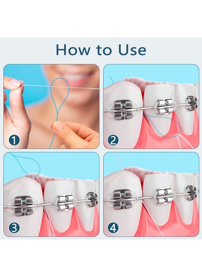Floss Threaders, Deep Clean Dental Floss Threader for Braces, Bridges, and Implants 200PCS(4Pack),Blue
