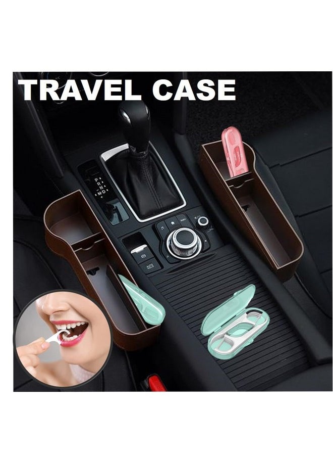 14 Packs Travel Dental Floss Pick Case, Holder, Come with 140pcs Premium QUALIALL Toothpick Flossers for Adults Teeth Cleaning, Sealed Portable Refillable, Green, Pink.