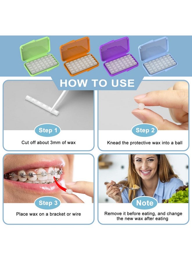 ARGOMAX Orthodontic Wax - Food Grade Dental Wax for Braces with Colorful Storage Box, 20 Pack of 100 Strips
