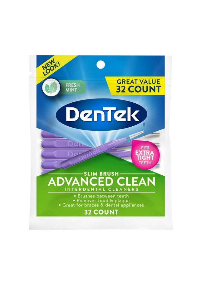 DenTek Slim Brush Advanced Clean Interdental Cleaners, Extra Tight, 32 Count