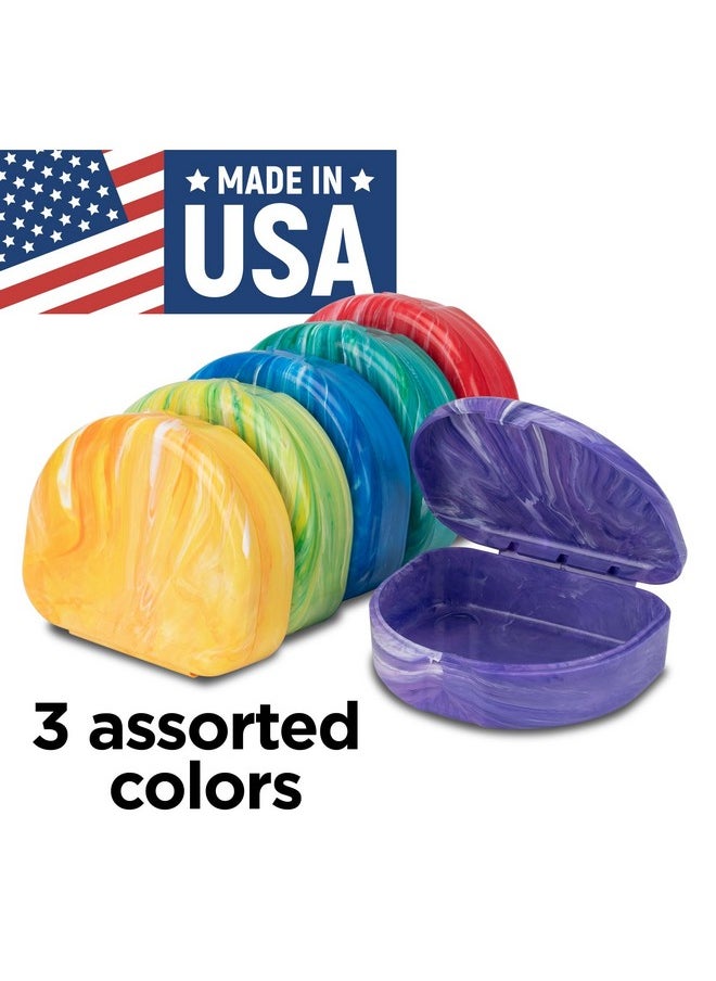 Practicon Marble Retainer Cases, Orthodontic Aligner Case, Mouth Guard Holder (3 Pack) (Assorted)