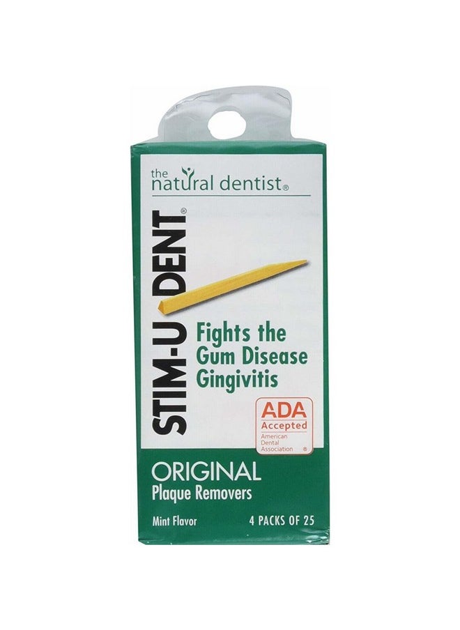 Stim-U-Dent Plaque Removers 3 Packs of 4x25 Picks/Pack (300 Picks) - Mint Flavor