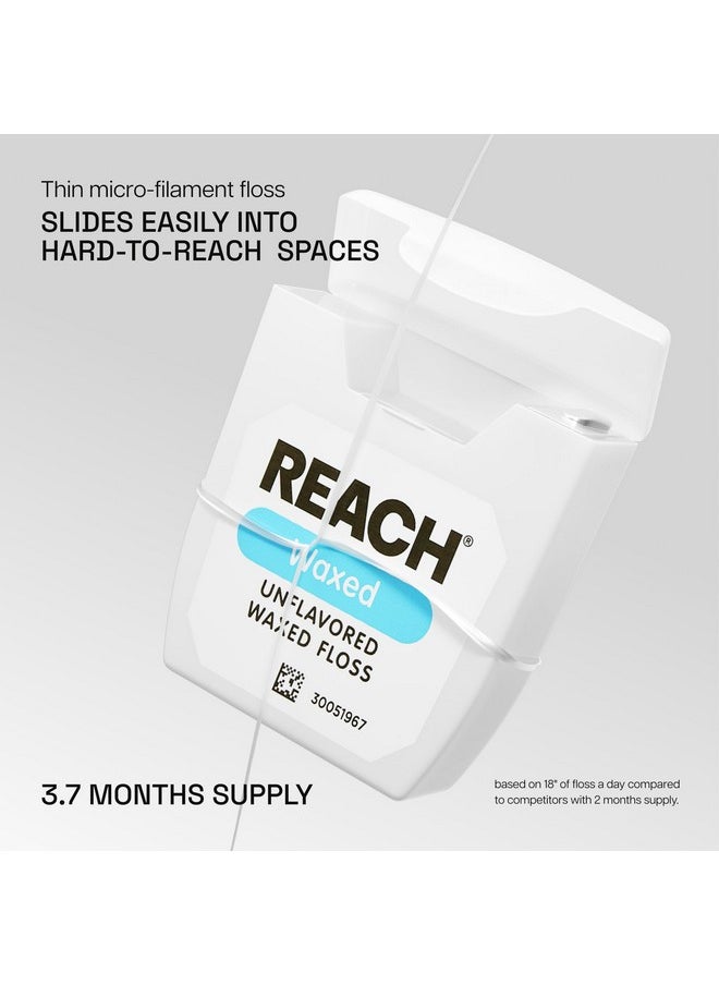 REACH Waxed Dental Floss,Unflavored, Plaque Remover for Teeth, Shred Resistant, Floss Slides Smoothly, Easy to Use, Waxed, Deep Cleaning Teeth, Oral Care, PFAS Free, for Adults & Kids, 1 Pack, 55 yd