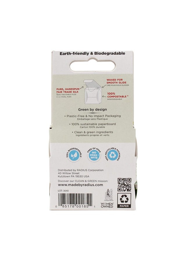 RADIUS Natural Unscented Silk Dental Floss 33 Yards Compostable Non-Toxic Oral Care & Designed to Help Fight Plaque Clear - Pack of 3