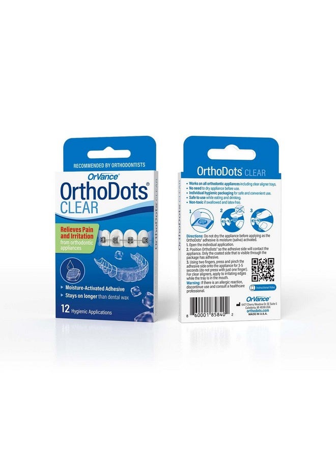OrthoDots CLEAR - Moisture Activated Braces Wax Alternative for Pain Caused by Braces, Clear Aligner Trays, and Other Orthodontic Appliances. OrthoDots Stick Better and Stay on Longer than Dental Wax.