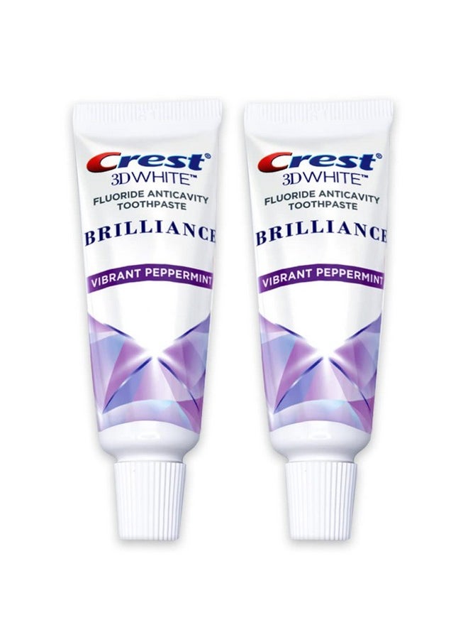 Crest 3D White Brilliance Toothpaste, Vibrant Peppermint, Travel Size 0.85 oz (24g) - Pack of 2