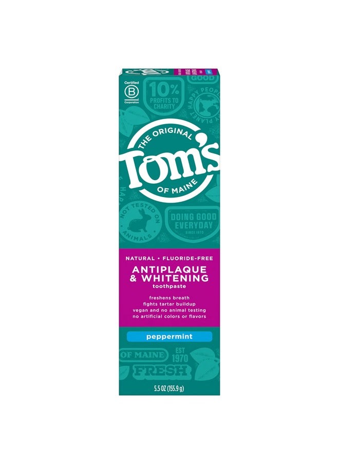 Tom's of Maine Antiplaque & Whitening Fluoride-Free Peppermint Toothpaste, 5.5 oz