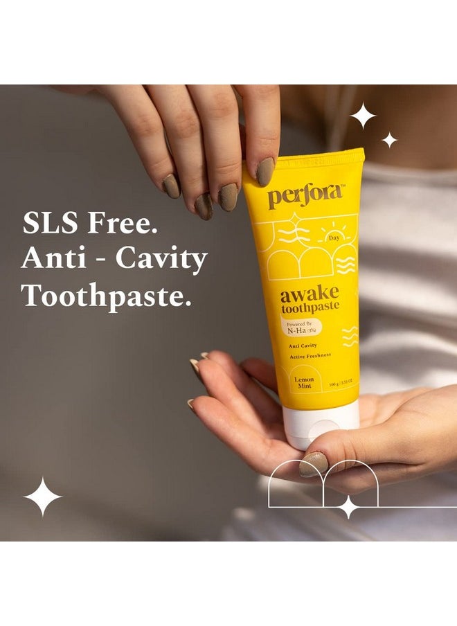 Awake Toothpaste - Lemon Mint, 300G (3X 100G) | Active Freshness Cavity Prevention | Vitamin Enriched Sls & Fluoride Free Tooth Paste |N-Ha For Teeth Remineralisation |Healthy Gums & Oral Care