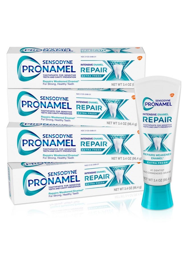 Sensodyne Pronamel Intensive Enamel Repair Toothpaste for Sensitive Teeth, to Reharden and Strengthen Enamel, Extra Fresh - 3.4 Ounces (Pack of 4)