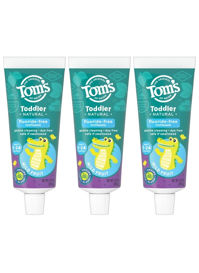 Tom's of Maine Toddlers Fluoride-Free Natural Oral Health Toothpaste In Gel, Mild Fruit, 1.75 Ounce, 3 Count