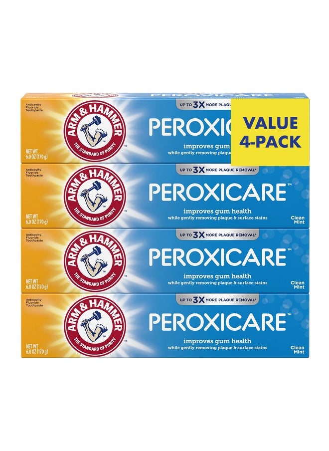 Arm & Hammer Peroxicare Toothpaste, Clean Mint Flavor, Improves Gum Health, 6.0oz (4-Pack)