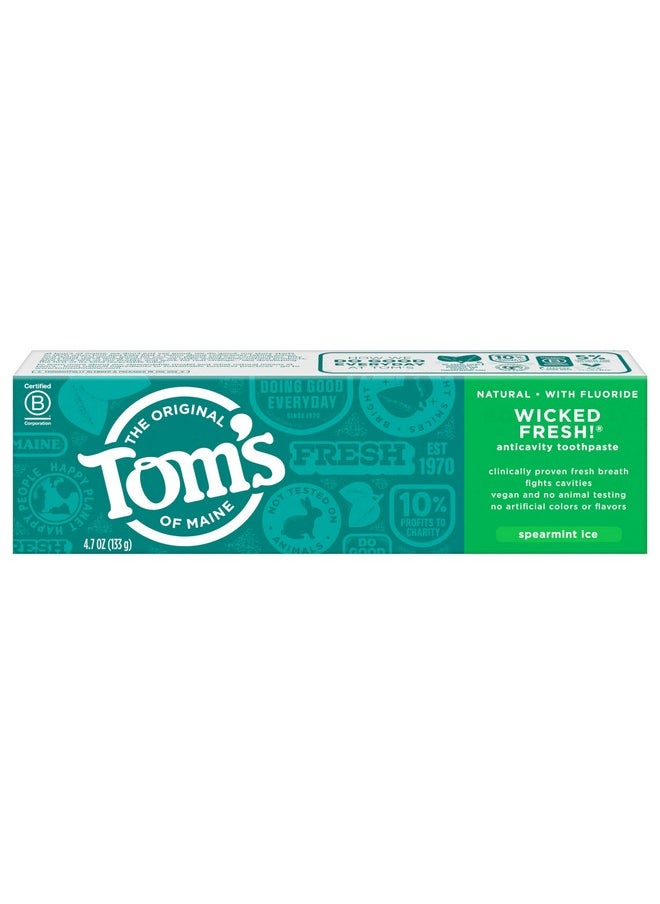 Tom's of Maine Natural Wicked Fresh! Fluoride Toothpaste, Spearmint, 4.7 oz. 2-Pack