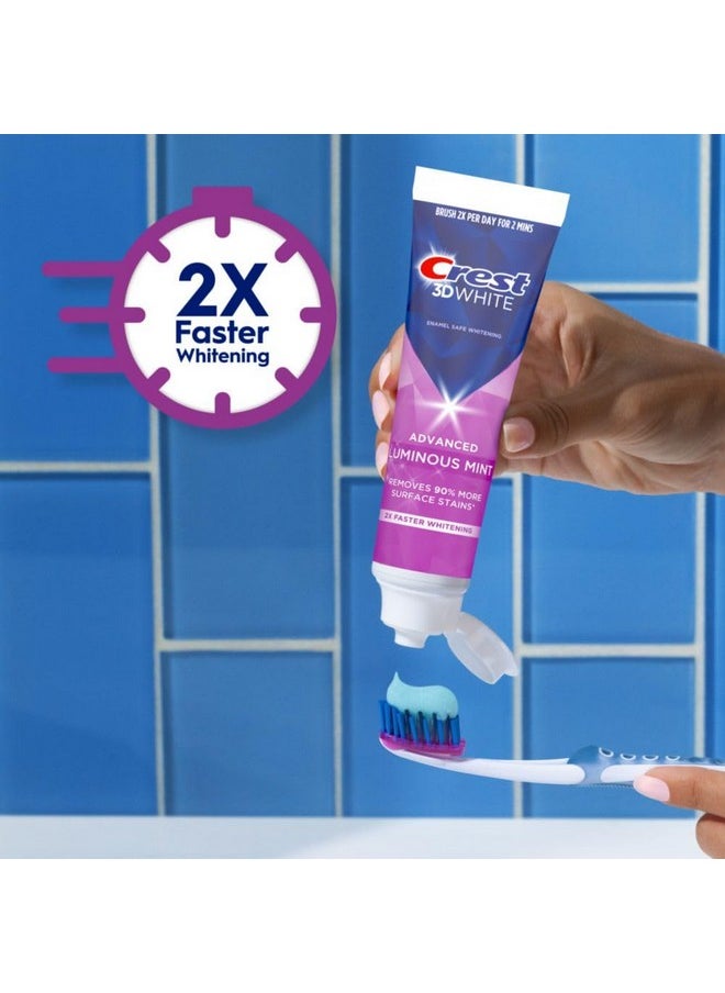Crest 3D White Advanced Luminous Mint Teeth Whitening Toothpaste, Crest Toothpaste, 3.7 oz Pack of 4 - Helps Remove Surface Stains, Whitens Teeth, Strengthens Tooth Enamel, Protects Against Cavities