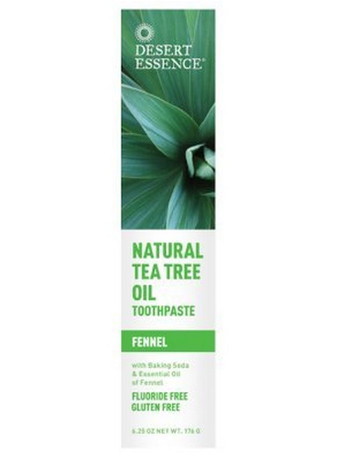 Desert Essence Natural Tea Tree Oil Fennel Toothpaste, 6.25 Ounce - 2 per case.