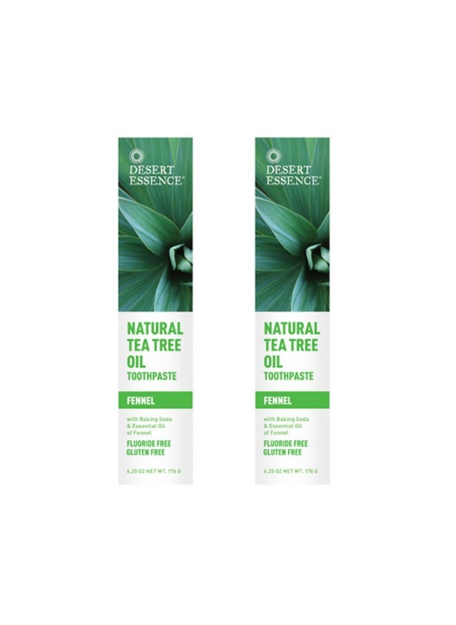 Desert Essence Natural Tea Tree Oil Fennel Toothpaste, 6.25 Ounce - 2 per case.