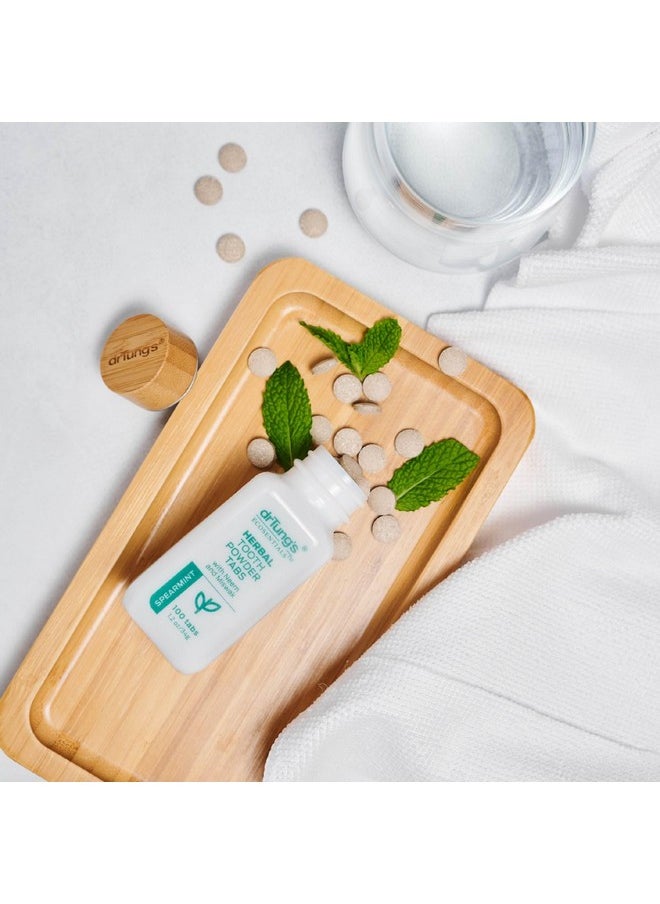 DrTung’s Herbal Toothpaste Tablets - Fluoride Free Toothpaste Tabs, Travel Size Toothpaste, TSA Compliant, Vegan, Plastic Free, Chewable Tablets - Mint-Free (100 Tabs)