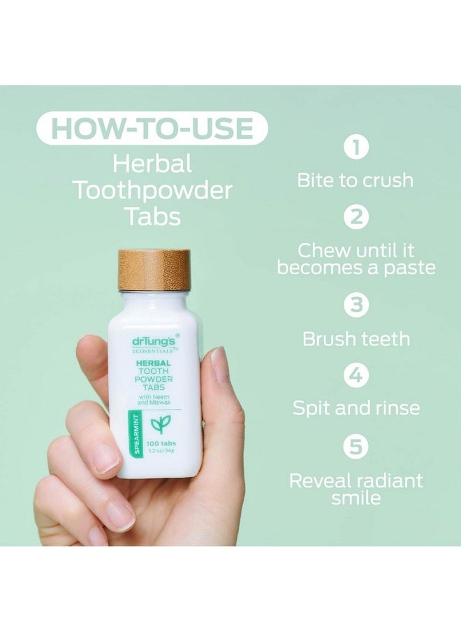 DrTung’s Herbal Toothpaste Tablets - Fluoride Free Toothpaste Tabs, Travel Size Toothpaste, TSA Compliant, Vegan, Plastic Free, Chewable Tablets - Mint-Free (100 Tabs)