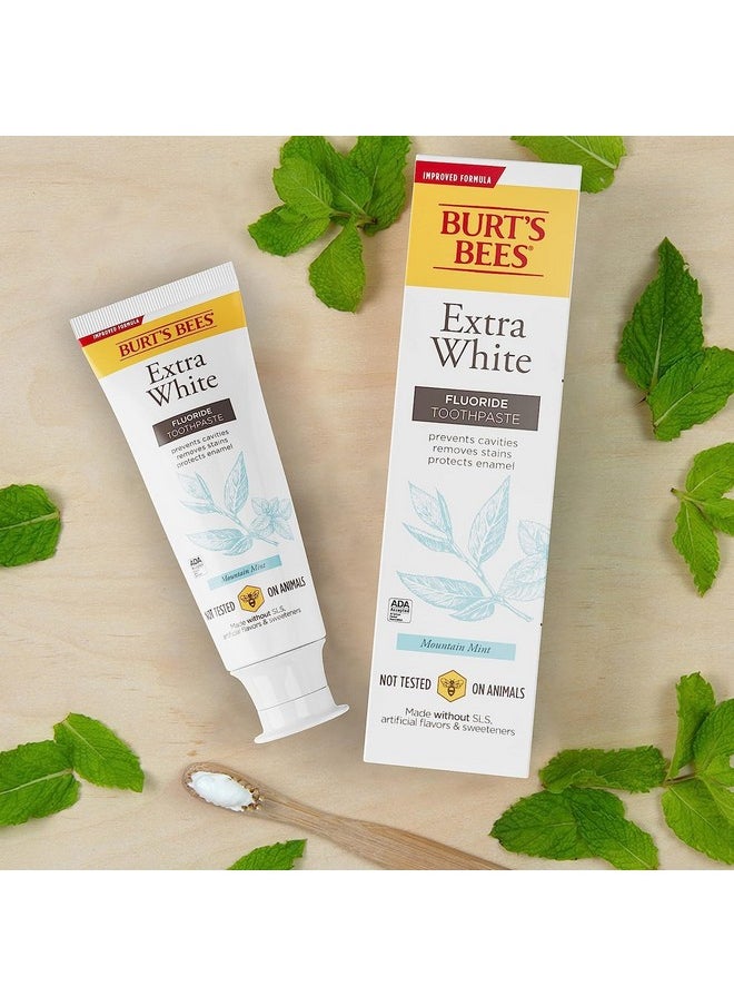 Burt's Bees Extra White Toothpaste, Fluoride Toothpaste, Natural Flavor, Mountain Mint, 4.7 oz, Pack of 3