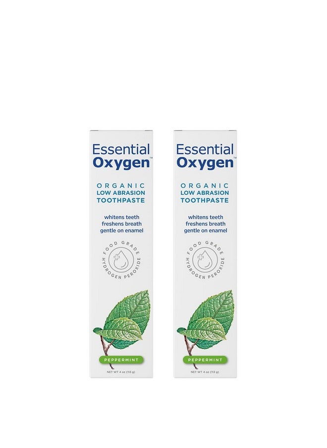 Essential Oxygen BR Certified Organic Toothpaste, for Whiter Teeth, Fresher Breath, Happier Gums, Tooth Sensitivity, Peppermint, 4 Ounce (Pack of 2)
