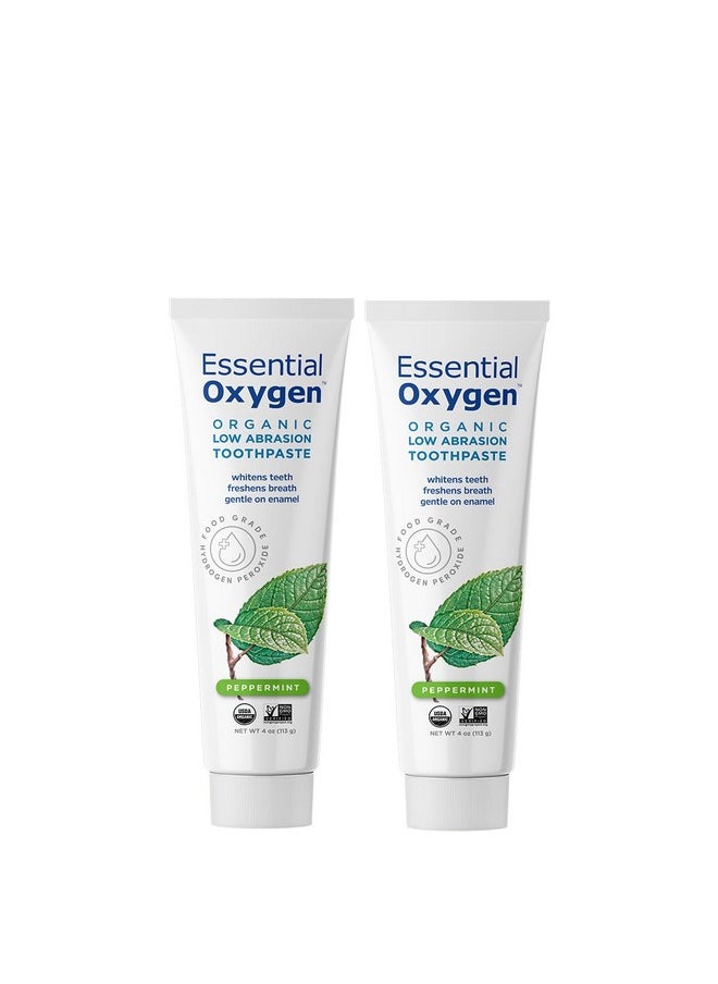 Essential Oxygen BR Certified Organic Toothpaste, for Whiter Teeth, Fresher Breath, Happier Gums, Tooth Sensitivity, Peppermint, 4 Ounce (Pack of 2)