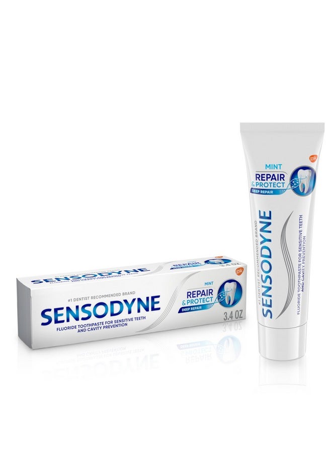Sensodyne Repair and Protect Mint Toothpaste, Toothpaste for Sensitive Teeth and Cavity Prevention, 3.4 oz