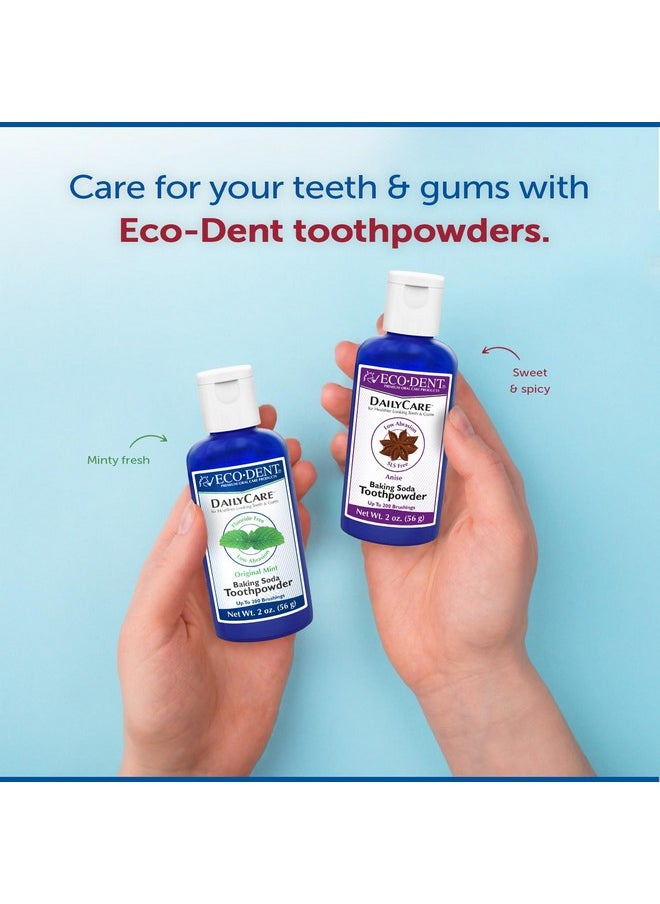 Eco-Dent DailyCare Baking Soda Toothpowder, Cinnamon - Fluoride-Free Toothpaste Powder, SLS-Free Tooth Powder with Baking Soda, Minerals, and Essential Oils, Toothpaste Alternative, 2 Oz