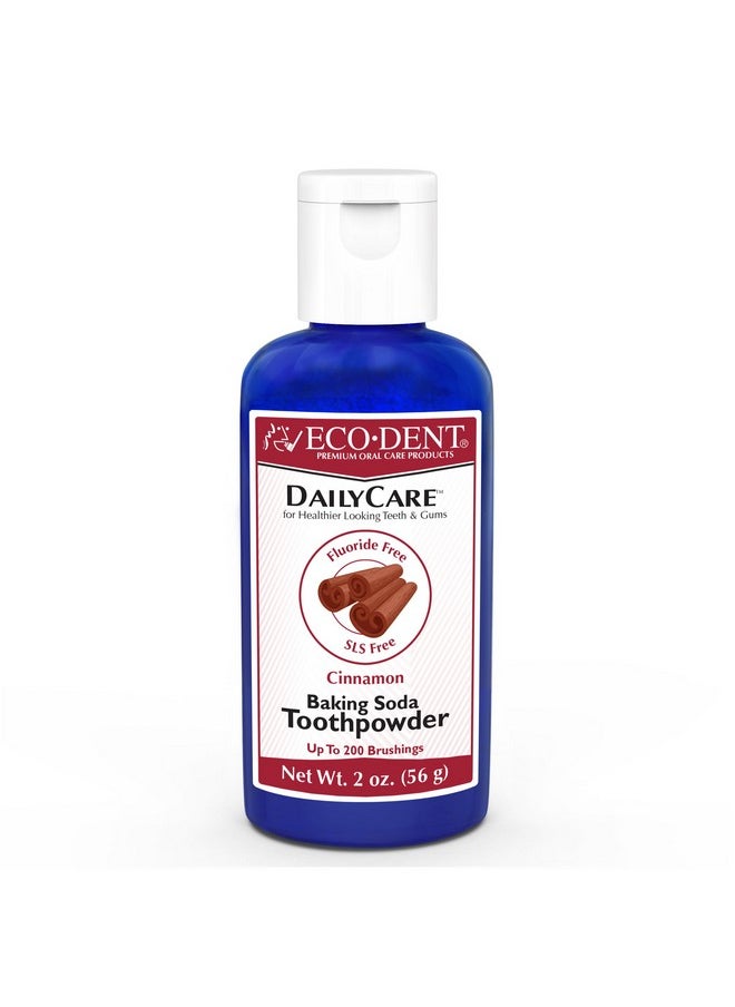 Eco-Dent DailyCare Baking Soda Toothpowder, Cinnamon - Fluoride-Free Toothpaste Powder, SLS-Free Tooth Powder with Baking Soda, Minerals, and Essential Oils, Toothpaste Alternative, 2 Oz
