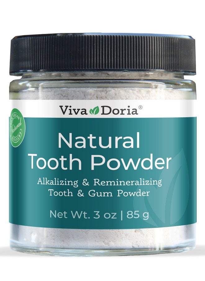 Viva Doria Natural Tooth Powder | Remineralizing Teeth Whitening Powder | Toothpaste Power | Breath Freshener | Refreshing Mint Flavor | 3 Oz Glass Jar