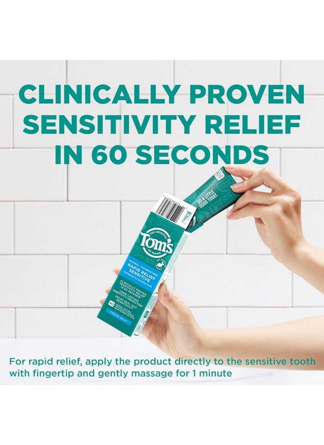 Tom's of Maine Fluoride-Free Rapid Relief Sensitive Toothpaste, Fresh Mint, 4 oz. 3-Pack (Packaging May Vary)