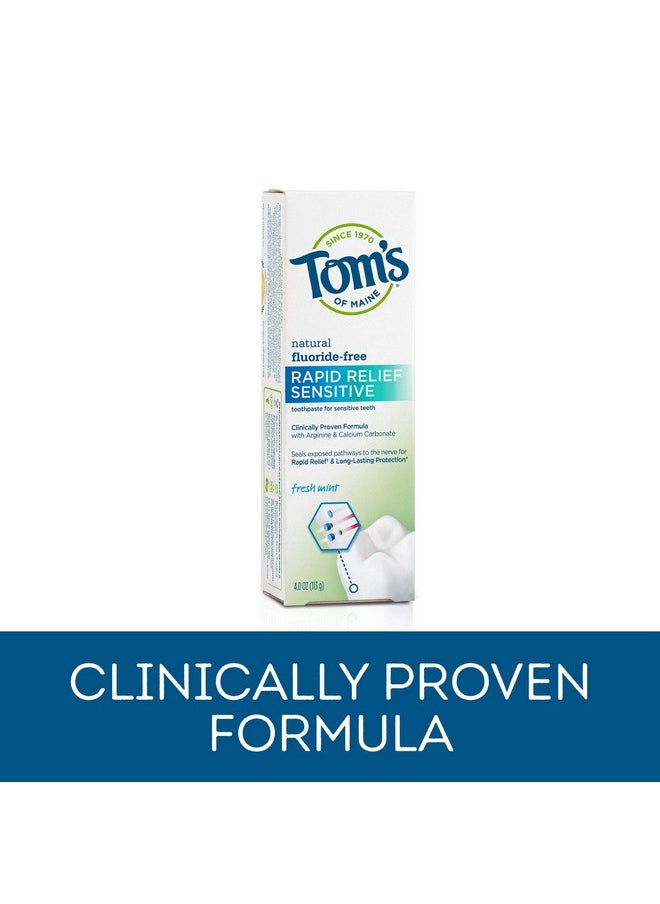 Tom's of Maine, Natural Rapid Relief Sensitive Toothpaste, Natural Toothpaste, Sensitive Toothpaste, Fresh Mint, 4 Ounce, (Pack of 2)