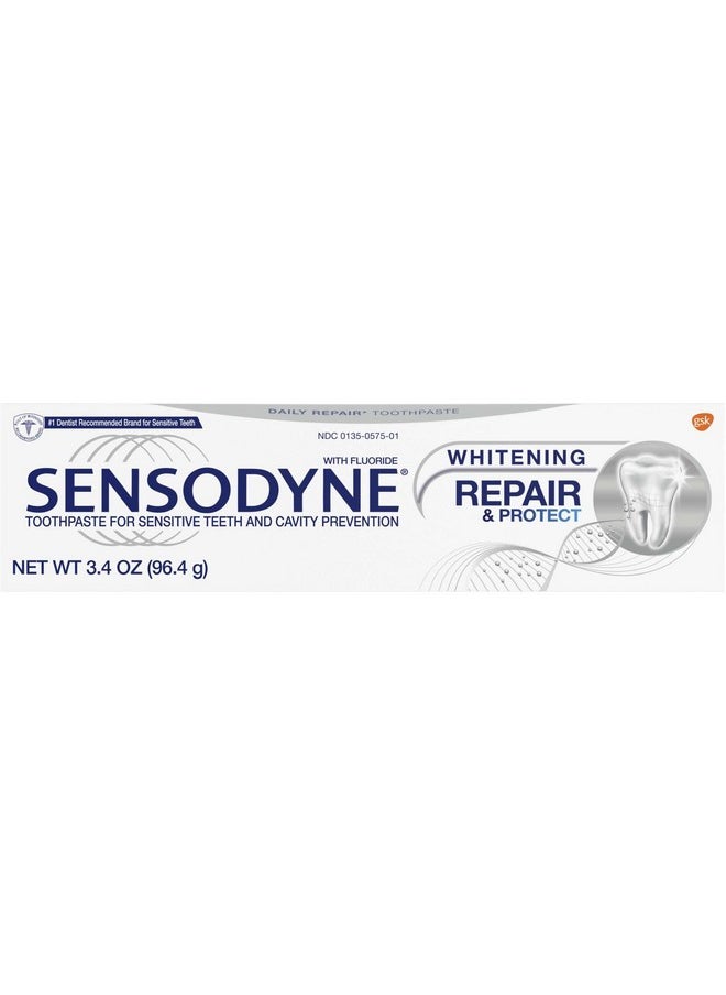 Sensodyne Repair and Protect Whitening Toothpaste, Toothpaste for Sensitive Teeth and Cavity Prevention, 3.4 oz