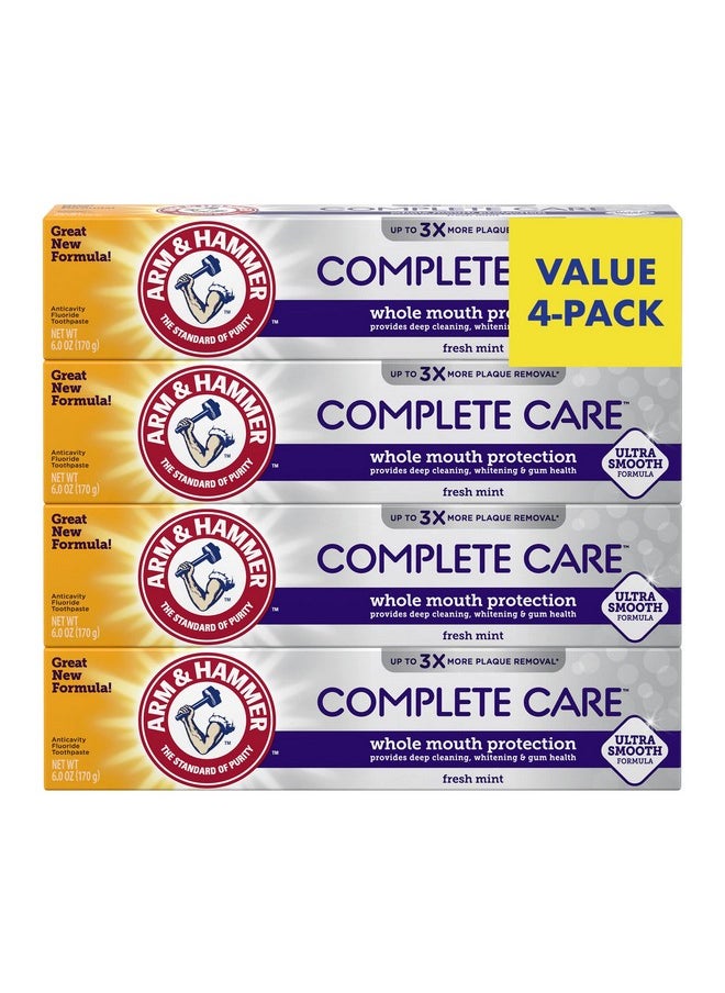 Arm & Hammer Complete Care Toothpaste, Fresh Mint Flavor, Whole Mouth Protection, 6.0oz (4-Pack)