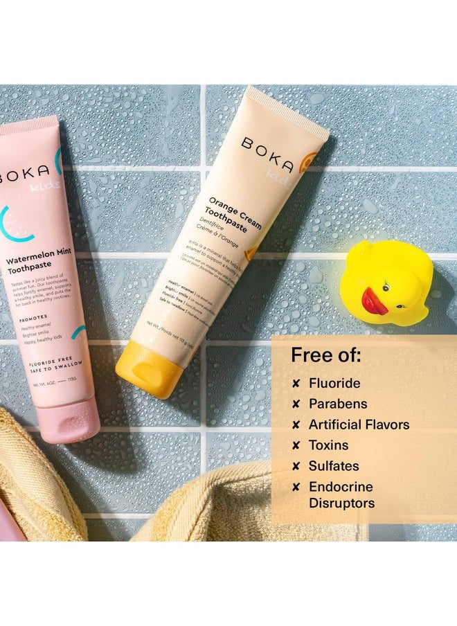 Boka Fluoride Free Toothpaste Nano Hydroxyapatite, Helps Remineralize, Appropriate for Sensitive Teeth, Whitening - for Adult, Kids Oral Care - Orange Cream Flavor, 4oz 1Pk - US Manufactured