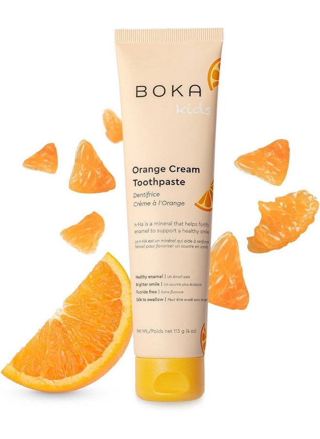 Boka Fluoride Free Toothpaste Nano Hydroxyapatite, Helps Remineralize, Appropriate for Sensitive Teeth, Whitening - for Adult, Kids Oral Care - Orange Cream Flavor, 4oz 1Pk - US Manufactured
